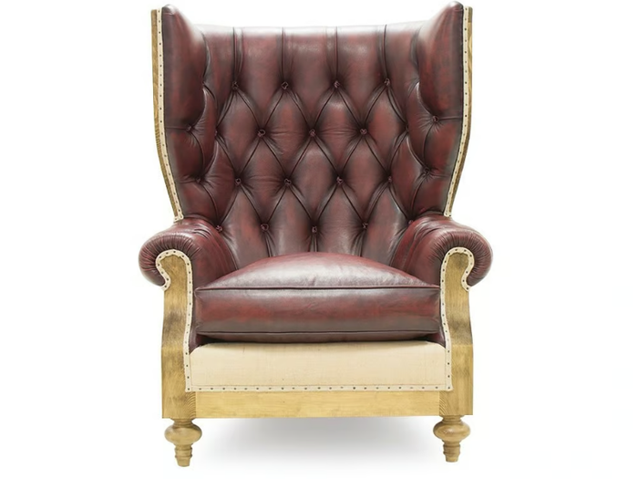 SIR ARTHUR ESSENCE - Wing tufted leather armchair with armrests _ Crearte Collections